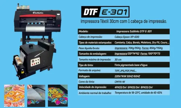 Impressora DTF TEXTIL 30cm Industrial