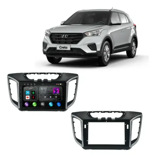 Central Multimídia Android Faaftech FT-MM-CMA9 9 Pol. 2Gb/32Gb Creta 2016 a 2024