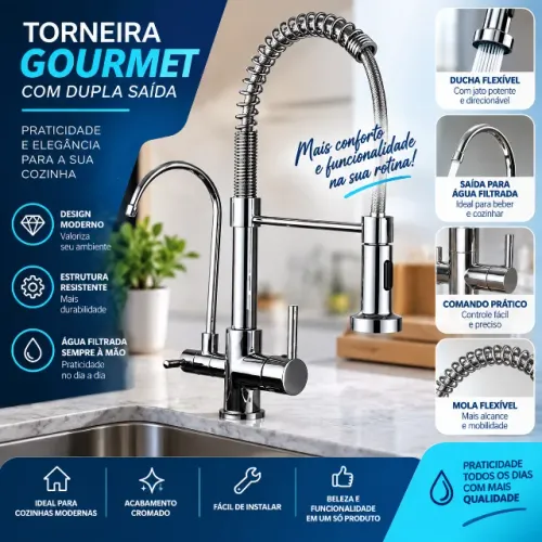 Torneira gourmet dupla de mesa