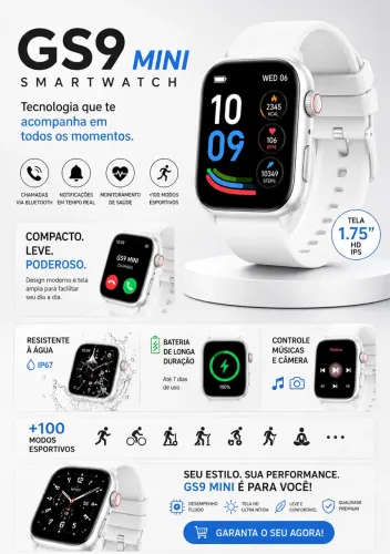 GS9 mini - ideal para pulsos finos - Smartwacth