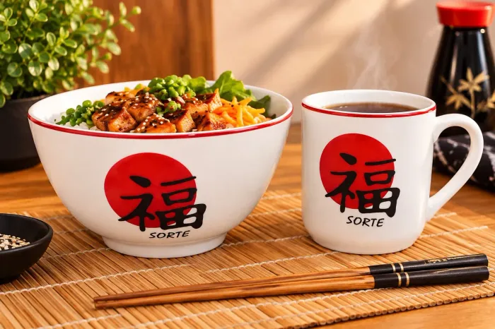 Lindo Kit Oriental (Bowl + Caneca) - NOVO Sem Uso!