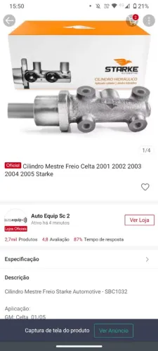 Cilindro mestre de freio celta ano até 2005