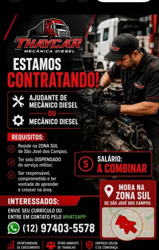 Ajudante mecânico diesel ou mecânico