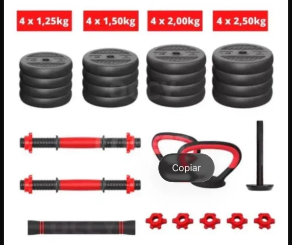 Kit Halteres + Kettlebell + Barra - 30 kg