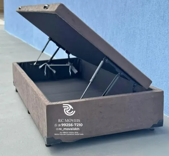 Cama box Baú Tamanho individual 88x1.88 Blindado com Pistão a Gás