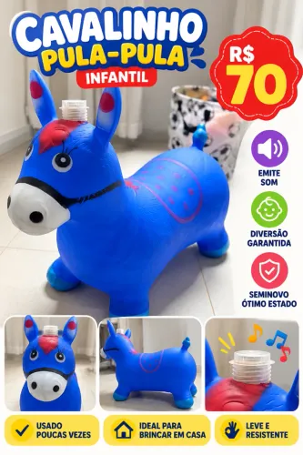 ? Cavalinho Pula-Pula Infantil com Som Seminovo - R$ 70