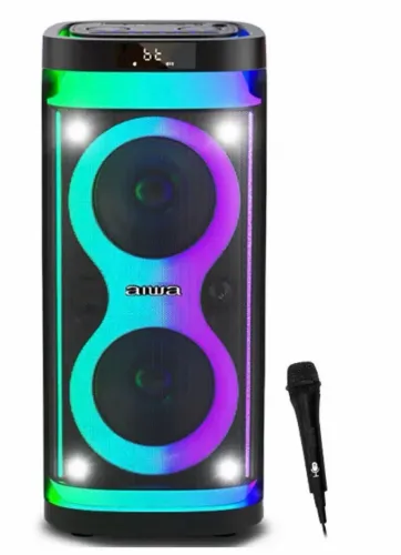 Caixa de som Bluetooth portátil AIWA, linha "Flame Line" nova na caixa.