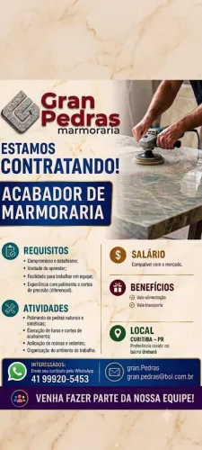Vaga de emprego acabador em marmoraria