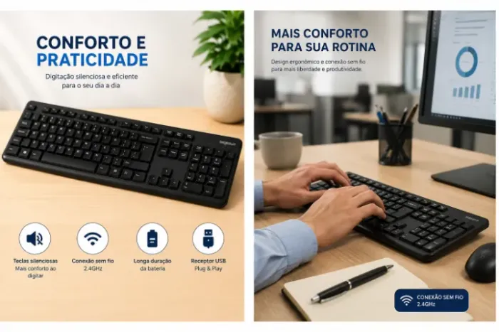 Teclado Sem Fio com Nano Receptor USB - Logitech MK270