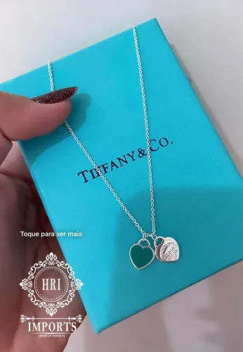 Colar Tiffany coração duplo 