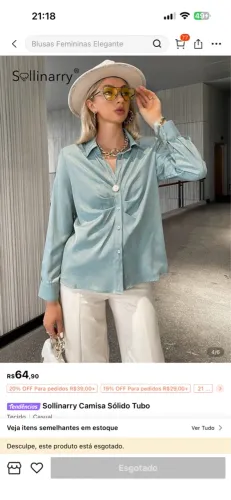 Camisa acetinada com ombreiras