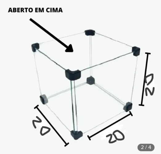 Caixa expositora de vidro 20x20x20