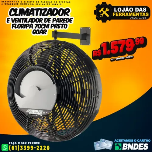Climatizador e Ventilador Floripa de Parede 70cm Preto Goar