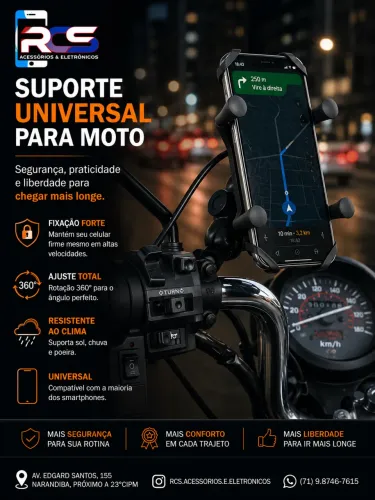 Suporte Garra Para Celular Moto Com Carregador Usb