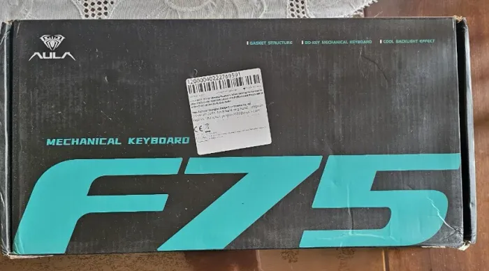Teclado Aula F75 Trimode Mecaniaco Branco e Azul
