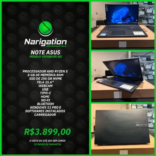 Notebook Asus Vivobook Go Ryzen 5 8gb RAM SSD Nvme 256gb