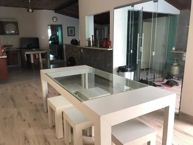 Mesa de Jantar 8 lugares - MDF Cinza Argila