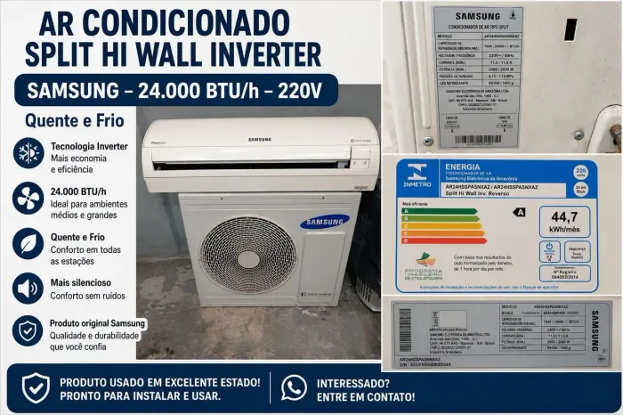 Ar Condicionado Samsung inverter 24000 quente e frio