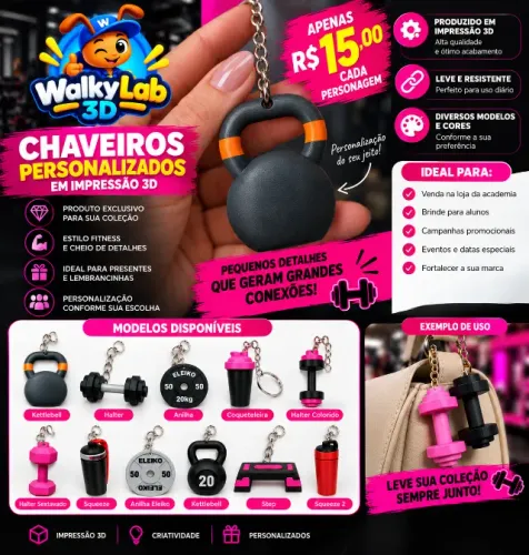  Chaveiros fitness personalizados