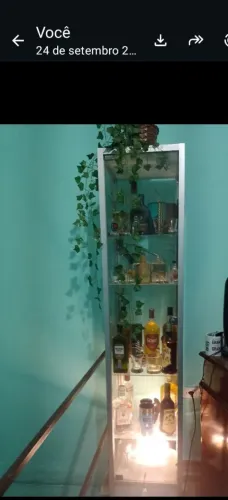 Vitrine adega de aço decorativa com chave