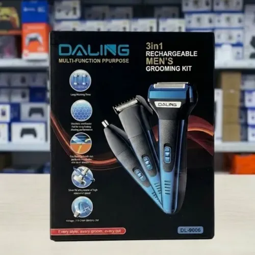 BARBEADOR E APARADOR ELÉTRICO DALING DL-9006 3 EM 1 RECARREGÁVEL