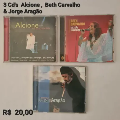 3 Cd's Alcione, Beth Carvalho e Jorge Aragão (originais R$ 20,00 )