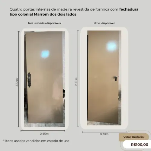 Portas internas de madeira revestida de fórmica com fechadura