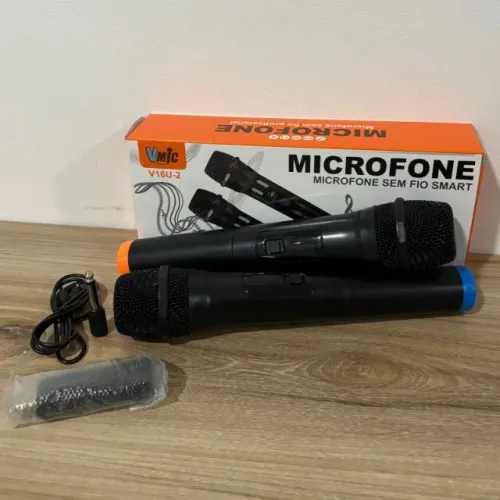 MICROFONE SEM FIO PROFISSIONAL DUPLO - FAÇO ENTREGA