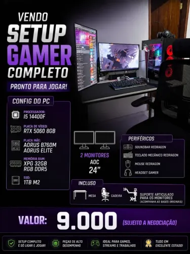 SETUP GAMER COMPLETO HIGH END