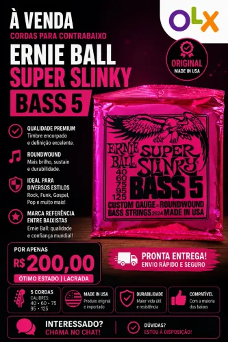 Cordas Ernie Ball - Contra Baixo