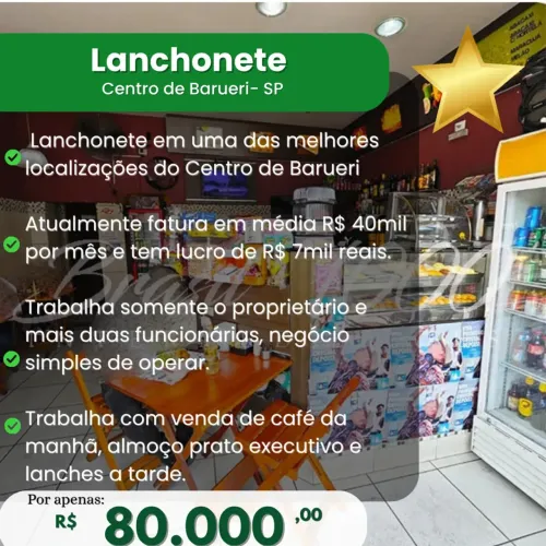 Lanchonete no Centro de Barueri, SP. (Cod. 113769)