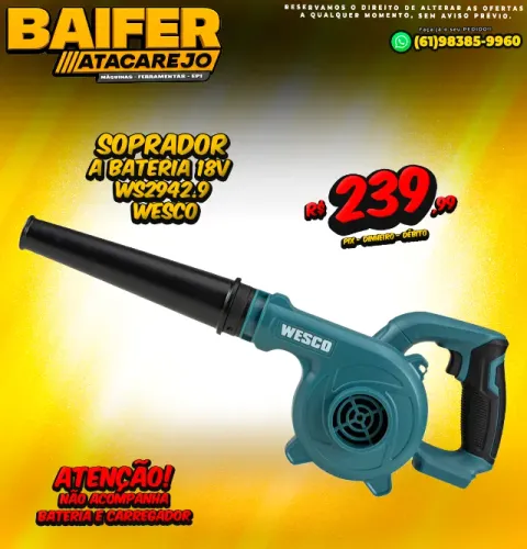 Soprador a Bateria 18v Ws2942.9 Wesco