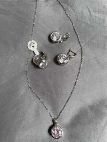 Conjunto banhado a prata 925
