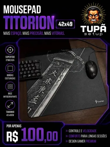 Mousepad Gamer Titorion 42x49cm - Foco em Precisão (Superfície Control