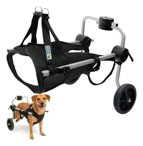 Cadeira Rodas Cachorro Colete Preto Tam M Traseira Deficient