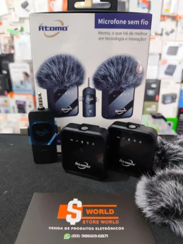 Lapela Dupla sem Fio Átomo Ios e Tipo C - Loja Store World