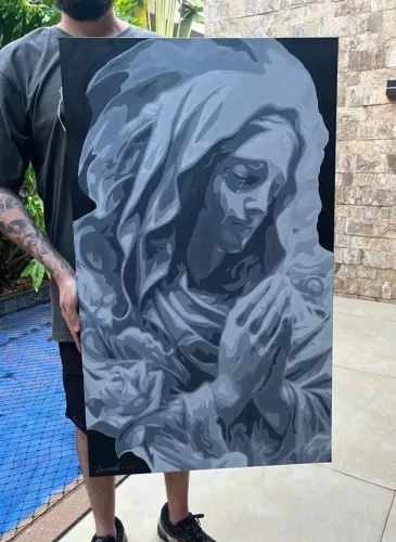 Pintura em tela, com tinta acrílica