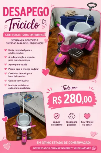 Triciclo infantil rosa