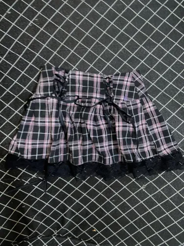 mini saia quadriculada