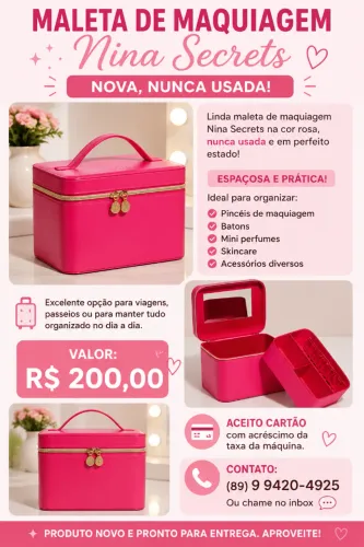 ? MALA / MALETA DE MAQUIAGEM NINA SECRETS - NOVA, NUNCA USADA ?