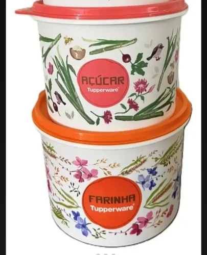Kit pote mantimentos açúcar e farinha floral 