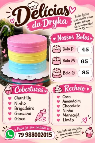 Bolos e doces por encomenda