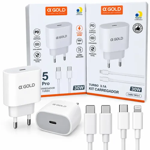 Kit Carregador 50w turbo tipo C
