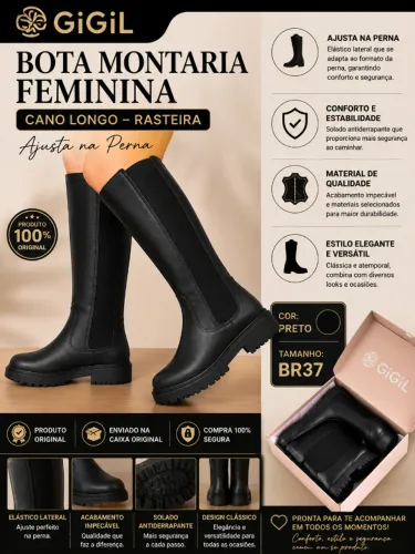 Bota Montaria Feminina Cano Longo