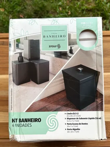Kit Banheiro 4 Peças Stolf - Lixeira, Dispenser, Porta Escova 