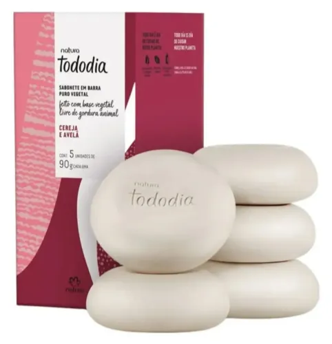 Kit Natura Tododia Cereja e Avelã  5 Sabonetes de 90 g