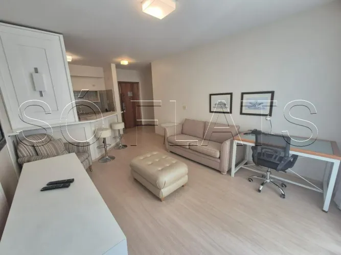 Flat à venda em Alphaville 56m² mobiliado no Sequoia com varanda e 1 vaga