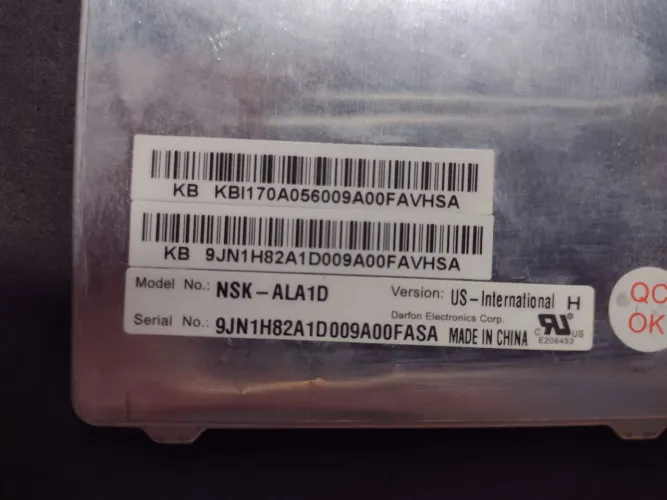 Teclado Notebook Acer Aspire - Model NSK-ALA1D (US-International)