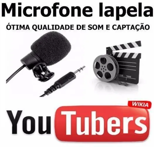 Microfone De Lapela Para gravar videos Youtubers KP-911 fio 1,5m