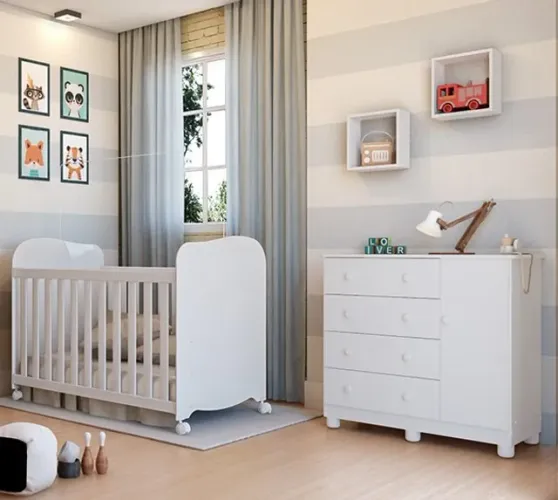 Comoda Junior C/ Porta + Berço Americano Uli, 100% MDF (Novo)